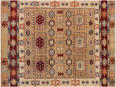 handmade Geometric Khorgeen Brown Blue Hand Knotted RECTANGLE 100% WOOL area rug 8x10